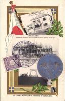 Yokohama with post office and railway station litho Emb.So.Stpl