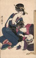 Japanese Geishas litho