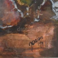 Olvashatatlan jelzéssel: Sziklás táj. Akvarell, papír, üvegezett fakeretben, 21x15 cm