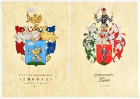 cca 2000 össz. 4 nemesi család címere (Kis- és nagybarkóczi Szmodis, Marton de Jász Födényszaru, rus...