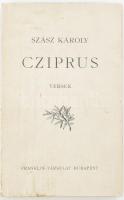 Szász Károly: Cziprus. A szerző, Szász Károly (1865-1950) író, költő, műfordító által Bosznay István (1868-1944) festőművész részére DEDIKÁLT példány. Bp., [1937.], Franklin, 1 t.+96 p. Kiadói papírkötés, foltos borítóval, javított kötéssel.