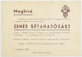 1937 Meghívó zenés sétahajózásra a Magyar Cserkészlány Szövetség rendezésében