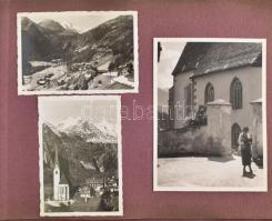 1934-1936 Régi családi útifotó album, benne Velence, Kékes, Ausztria, benne kb. 100 fotóval, különfé...