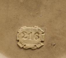 Villeroy & Boch, XIX. sz., judaika ivókorsó, platina mázas fajansz, tetején Dávid-csillag ábrázo...