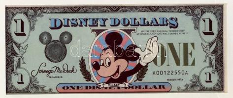 USA/Disneyland 1987. 1 Disney Dollar dekoratív, nagyalakú bankjegyes, bélyeges borítékon T:I