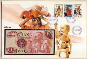 Ghána 1978. 10C dekoratív, nagyalakú bankjegyes, bélyeges borítékon, elsőnapi bélyegzővel T:I