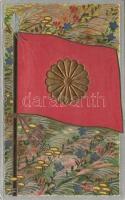 Japanese flag with imperial seal Emb. litho