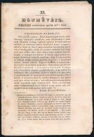 1834 Honművész 33. és 98. száma, 1834. ápr. 23. és dec. 7., Pest, Trattner-Károlyi-ny., 258-264 p., 778-784 p. Kis lapszéli sérülésekkel, foltokkal.