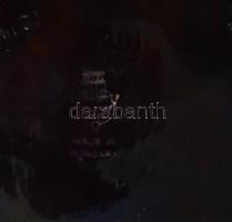 cca 1930/40 Zsolnay eozinmázas névjegykártyatartó. Figurális díszítménnyel, női alak restaurált. Jel...