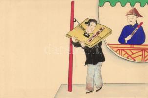 Japanese man in stocks handcrafted card