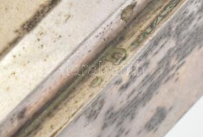 Ezüst (Ag) ékszeres ládika, fa betéttel, jelzett, 14x10 cm, bruttó: 285 g