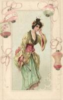 Japanese woman litho