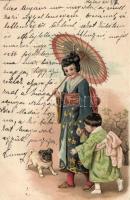 Japanese girls litho Emb.