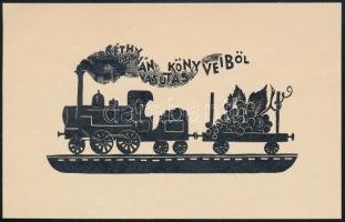Malgorzata Korolko (1922-2010): Réthy István vasutas könyveiből, fametszet, papír, 8×12 cm