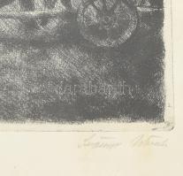 Szőnyi István (1894-1960): Esti óra. Rézkarc, papír, jelzett, lap széle kissé foltos, üvegezett fake...