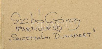 Szabó György (1927-2017): Szigethalmi Dunapart. Akvarell, papír, jelzett, 27x18 cm, üvegezett fakere...