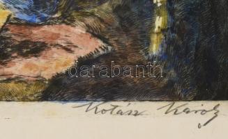 Kotász Károly (1872-1941): Háromkirályok. Színezett rézkarc, papír, jelzett, üvegezett fakeretben, 1...