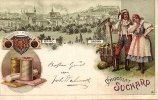 Suchard with Moravian folkwear litho