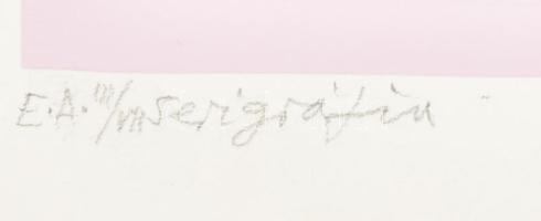 Benes József (1938-2017): Pántokban VI., 1981. Szitanyomat, kollázs (szövet), papír, jelzett, művész...