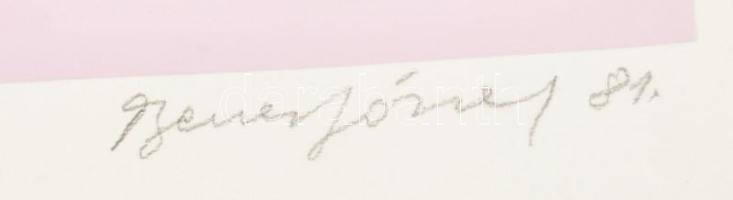 Benes József (1938-2017): Pántokban VI., 1981. Szitanyomat, kollázs (szövet), papír, jelzett, művész...