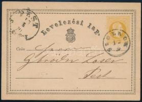 1870 2kr díjjegyes levelezőlap "SZOLNOK" - Pest