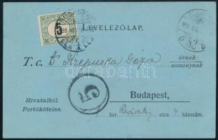 1909 Budapest helyi nyomtatvány 5f portóval