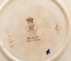Doulton Burslem Arnold csésze alátéttel pár, cca 1890, repedt mázzal, kopással