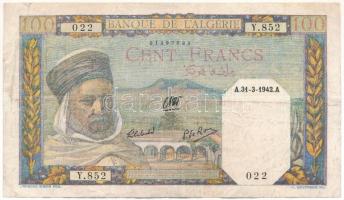 Algéria 1942. 100Fr 022 Y.852 T:F Algeria 1942. 100 Francs 022 Y.852 C:F Krause P#88