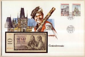 Csehszlovákia 1960. 10K dekoratív, nagyalakú bankjegyes, bélyeges borítékon T:I