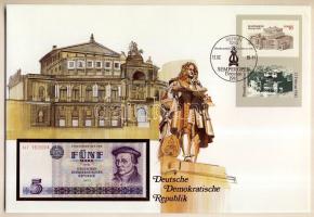 NDK 1975. 5M dekoratív, nagyalakú bankjegyes, bélyeges borítékon, bélyegblokkal, alkalmi bélyegzővel T:I