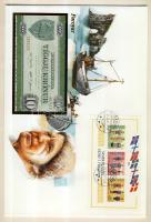 Feröer-szigetek 1949. 10K dekoratív, nagyalakú bankjegyes, bélyeges borítékon, bélyegblokkal T:I