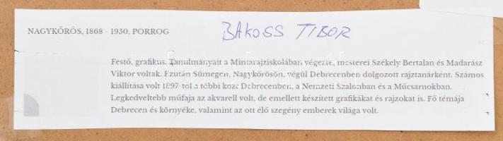 Bakoss Tibor (1868-1950): Baromfik az udvaron. Akvarell, papír, jelzett. Üveg mögött 27x20 cm