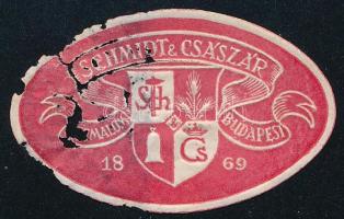 Schmidt & Császár Gőzmalom, Budapest 1869 feliratok levélzáró bélyeg