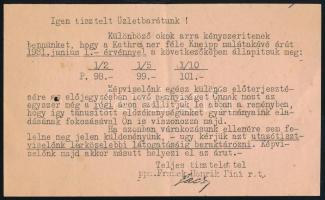 1931. Franck Henrik Fiai r.t. Üzleti Levél a Kneipp malátakávé egyedi kedvezményes ármegállapításával kapcsolatosan, ppa. (per procura) önálló aláírási joggal aláírt eredeti stencil-lap