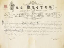 1903 Jogi diploma a budapesti jogi karról papíron