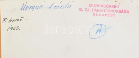 1963 Munkásőr pihenő nagy méretű fotó, pecséttel jelzett 30x40 cm