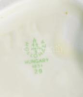 Hollóházi levél alakú ékszeres tálka, jelzett, kopással, h: 13 cm