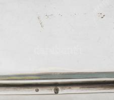 Ezüst (Ag) asztali ládika, jelzett, fa betéttel, br 209 g 13x10 cm