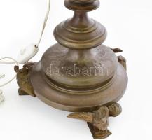 Masszív bronz asztali lámpa, hattyú díszes, jó állapotú modern búrával .70 cm