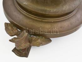 Masszív bronz asztali lámpa, hattyú díszes, jó állapotú modern búrával .70 cm