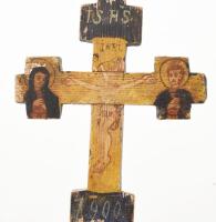 1900 Festett fa feszület, Erdély, 1900. 27 cm