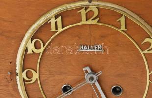 Haller art deco kandallóóra, védőüvegje hiányzik, kulcsa megvan, kopással, 54x13x27 cm