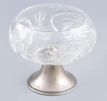 Kristály kínáló ,fém talppal, hibátlan d: 13 cm