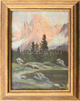 A Grossglockner. Olaj, farost. Keretben 25x19 cm