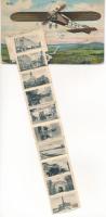 1915 Arad, repülőgép. Leporello 10 kis képpel / aircraft. Leporellocard with 10 mini pictures (kopot...
