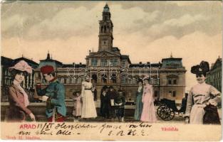 1904 Arad, Városház. Bloch H. montázs korabeli alakokkal / town hall, period montage (EB)