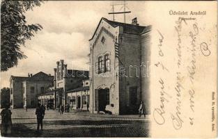 1903 Arad, TVV (Tiszavidéki Vasúttársaság) vasútállomása, pályaudvar. Bloch H. / railway station