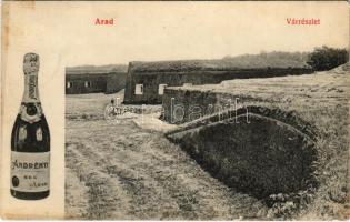 1909 Arad, várrészlet, Andrényi pezsgő reklám / castle, champagne advertisement