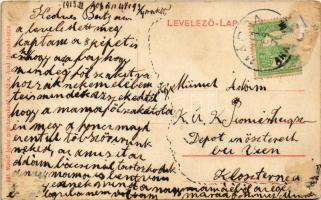 1913 Arad, Hunyadi utca, Farber Lajos üzlete. Mandl Ignác kiadása / street, shops (ragasztónyomok / ...