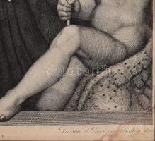 Johan Balzer: Szent Család. Rézmetszet, papír, Jelzett, dekoratív, kissé sérült üvegezett keretben. ...